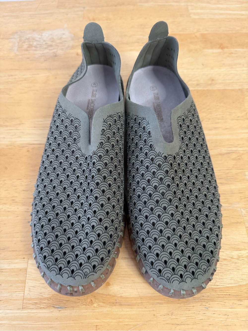 Ilse Jacobsen Tulip 139 Perforated Slip-On Sneakers Green Women's EU 41/Size 10